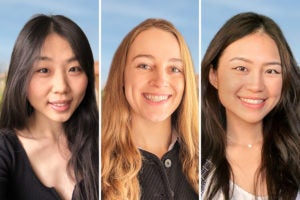 Joy Hsu, ’20, who is pursuing a master’s degree in computer science, Olivia Martin, ’19, and Nancy Xu, ’19